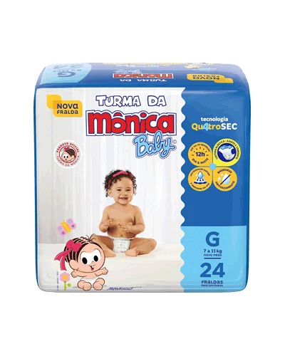Embalagem de Turma da Mônica Baby G com 24 fraldas, foto da marca